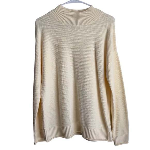 Merokeety Mock Neck Long Sleeve Knit Textured Ivory Sweater Size Small New! - Picture 1 of 7